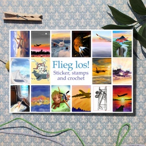 Autocollants style tampon FLY LOS pour lettres ou cartes postales, journalisation ou scrapbooking