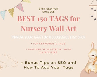 NEW Tags for Kids Prints Etsy SEO for Nursery Wall Art, SEO Keywords Etsy Listing Titles & Tags