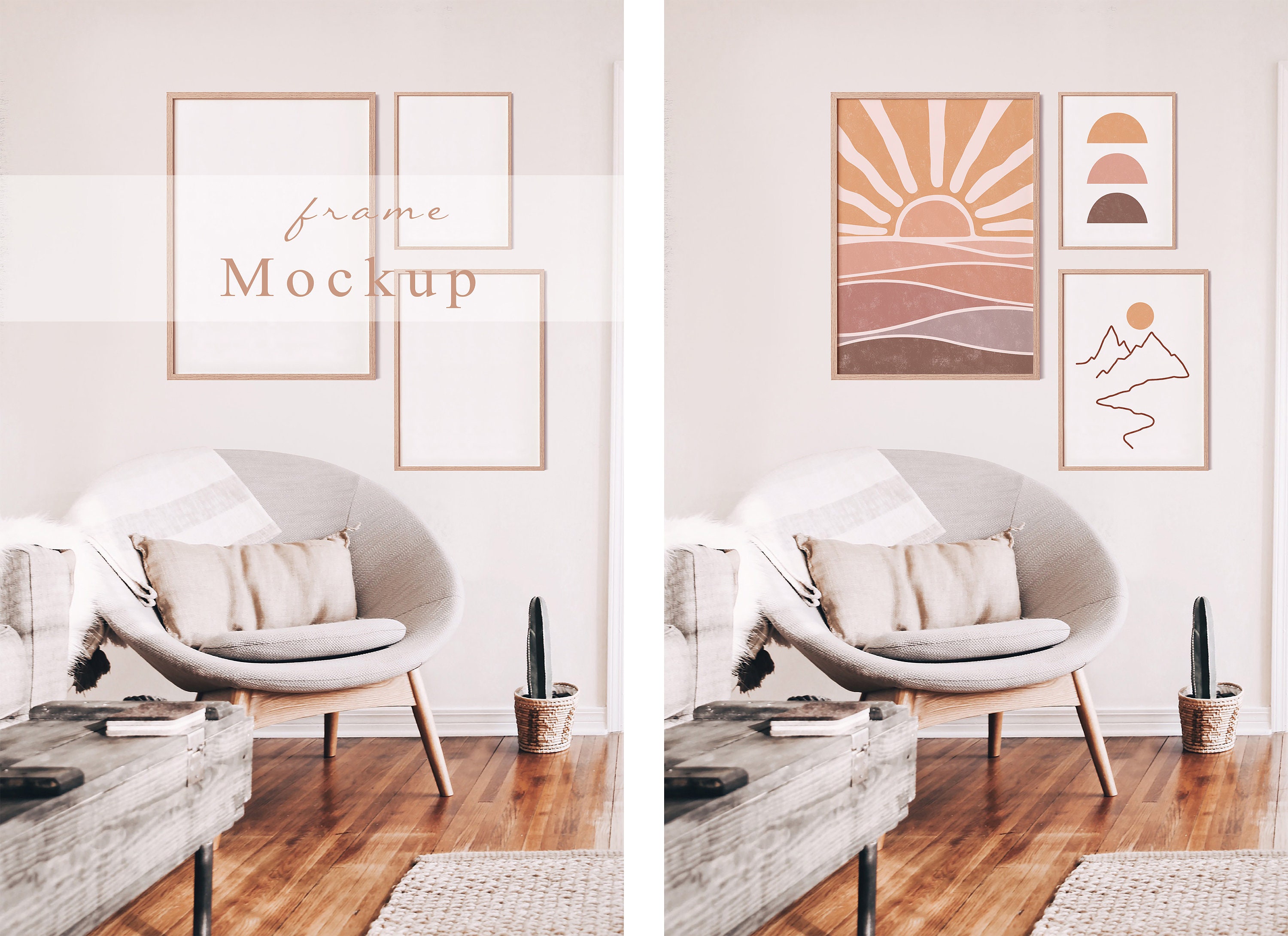 Mockup Frame Bundle Digital Frame Set of 3 Frames Boho Etsy UK