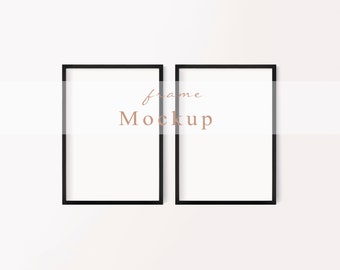 Modern Frame Mockup, 2 Frames Mockup, Black Frame Mockup, Modern Frame, Minimalist Digital Mockup Wood Frame, Interior Mockup, Poster Mockup