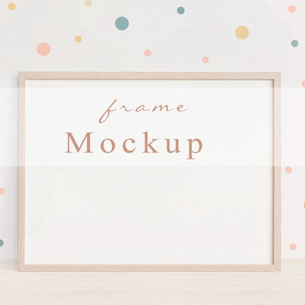 Nursery Mockup Frame Horizontal, Kids Frame Mockup Horizontal, Modern Nursery Frame Mockup Poster, Interior Kids Room Frame Digital Art