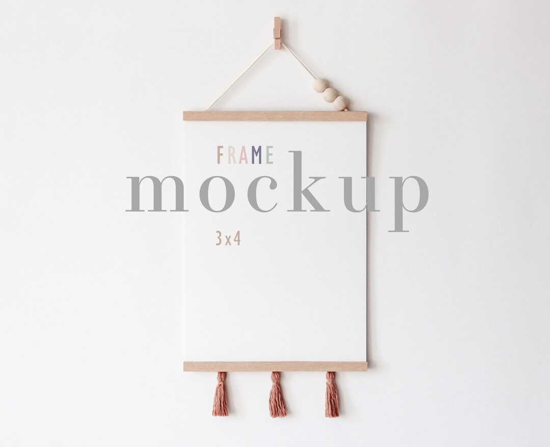 Modern Frame Mockup, Digital Poster Frame, Boho Modern Frame, Wall