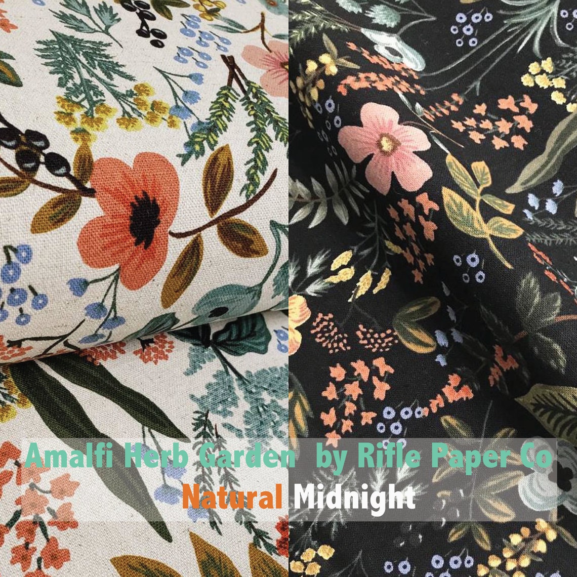 Canvas Cotton Steel Amalfi Herb Garden by Rifle Paper Etsy