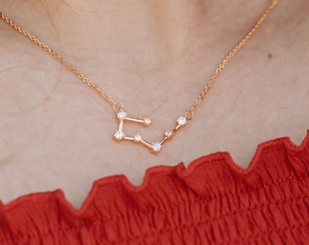 Zodiac Constellation Necklace | Horoscope Astrology Celestial Sign Necklace | Dainty Birth Star | Bridesmaid Personalized Gift | Leo Gemini