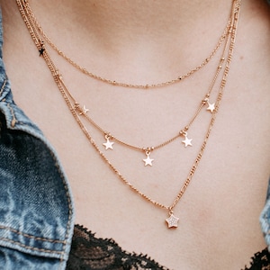 MultiLayer Star Choker Necklace | Multi Strand Layered Dainty Starburst Choker | Layering Choker Set | Bridesmaid&#39;s Gift | Mother&#39;s Day Gift