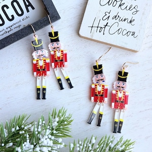 Cute Nutcracker Christmas Earrings | Kawaii Holiday Nutcracker Dangle Earrings | Xmas Gifts | Holiday Earrings Women | Stocking Stuffer