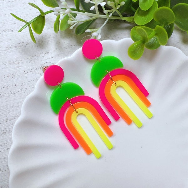 Neon acrylic earrings Clearance