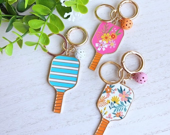 Großer Hochwertiger Emaille Pickleball Schlüsselanhänger | Pickleball Anhänger | Pickleball Paddle Keychain Geschenk für Mama Freundin Sport Geschenk für sie