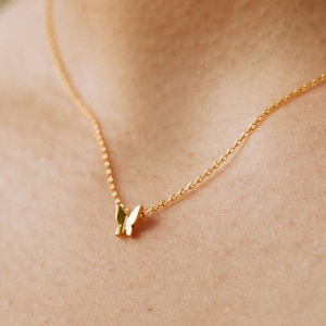 Winziger Schmetterling Gold Halskette | Zierliche Schmetterling Halskette | Minimalist Gold Boho Anhänger Choker Halskette | Brautjungfer Geschenk |Mutter Geschenk