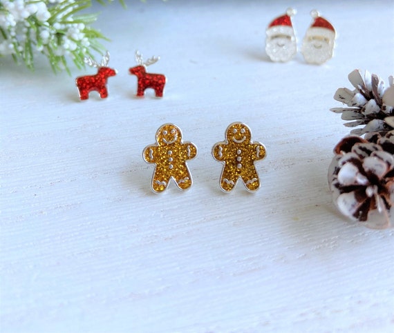 Orecchini natalizi in argento Sterling 925, a forma di bastoncino di zucchero, orecchini pendenti natalizi, ipoallergenici, regalo di Natale per donne e ragazze, in argento Sterling, senza pietre