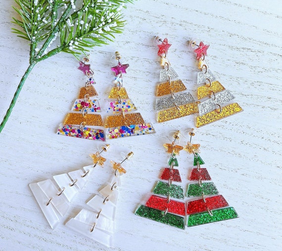 Christmas Tree Earrings For Women - Zircon Star Drop Dangle Holiday Jewelry Gifts