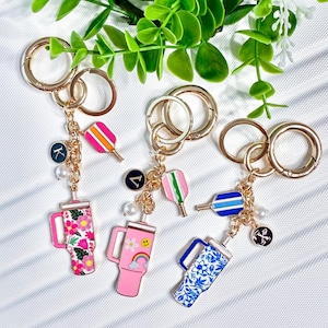 PERSONALIZED Enamel Cup Pickleball Keychain | Pickleball Cup Tag | Pickleball Paddle Keychain Gift for Mom Girlfriend Sports Gift For Her