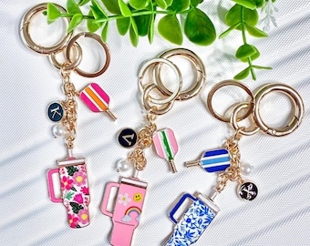 PERSONALIZED Enamel Cup Pickleball Keychain | Pickleball Cup Tag | Pickleball Paddle Keychain Gift for Mom Girlfriend Sports Gift For Her