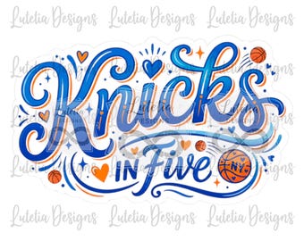 Adesivo Knicks in 5, adesivo Knicks in Five, adesivo NY Knicks, Knicks in Five, Knicks in 5, decalcomania NY Knicks, adesivo Knicks, NY Knicks