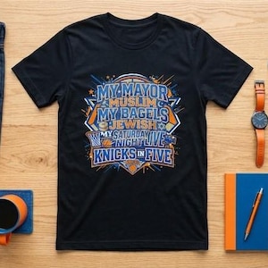 Shirt Knicks in 5, shirt Knicks in Five, Joods T-shirt My Mayor Muslim My Bagels, NY Knicks-shirt, shirt Knicks, T-shirt Knicks, T-shirt NY Knicks, T-shirt NY Knicks