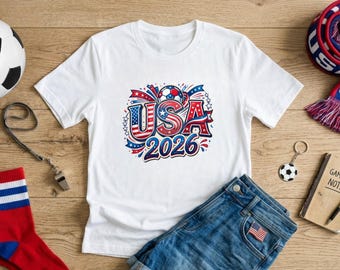 Maglietta USA 2026 Calcio, Patriottico Americano Mondo, Maglietta USA Calcio Mondo 2026, Maglietta per tifosi di calcio, Maglietta Coppa del Mondo 2026, Coppa del Mondo USA