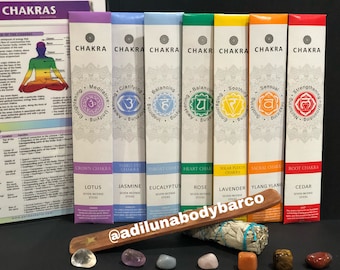 Chakra Chart, Incense packages, Crystals, Sage Bundle, Incense Burner Tray Gift Set