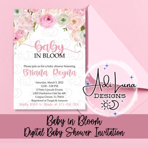 Invitación digital Baby in Bloom Baby Shower / Descarga instantánea