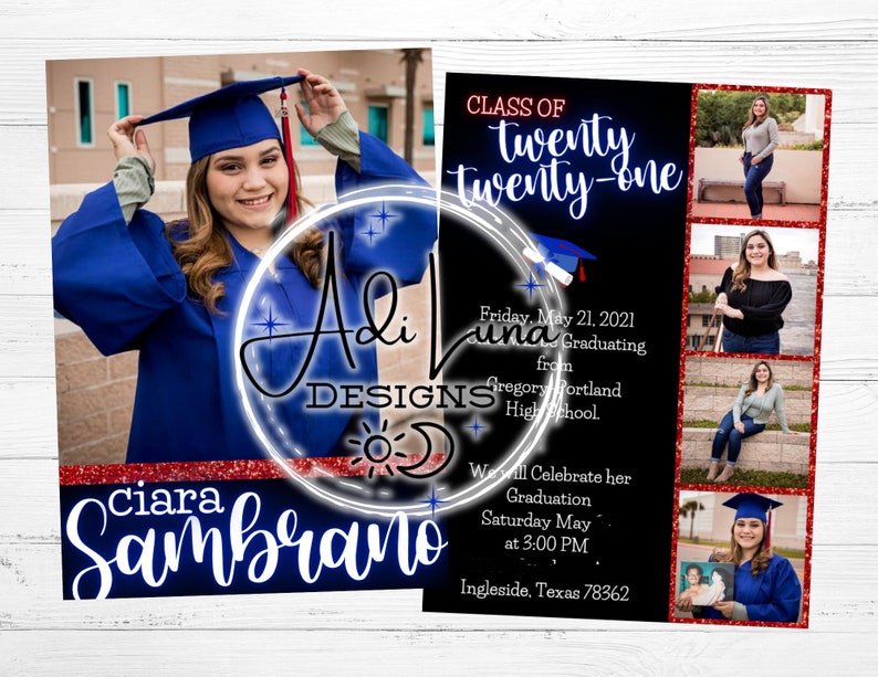 Custom Double Sided Graduation Announcement Invitation / High School