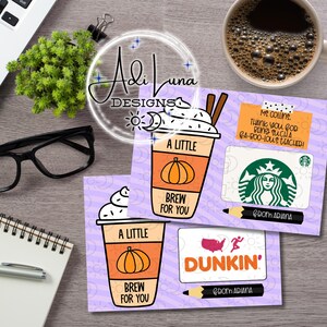 Tarjeta de regalo de café de Halloween personalizada en formato PDF / Regalo de Halloween hecho a pedido / Regalo para maestros / Descarga digital