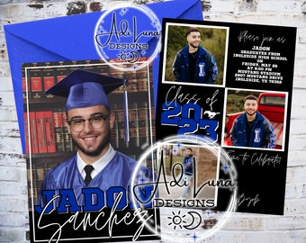 Custom Double Sided Graduation Announcement Invitation / High School College Graduation Printable PDF Invitation