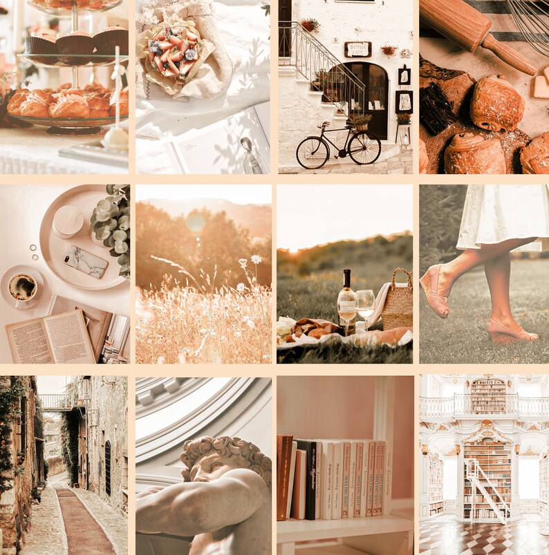 Beige Wall Collage Kit, Light Academia Wall Collage Kit, digital Downloads, 47 Images, Room