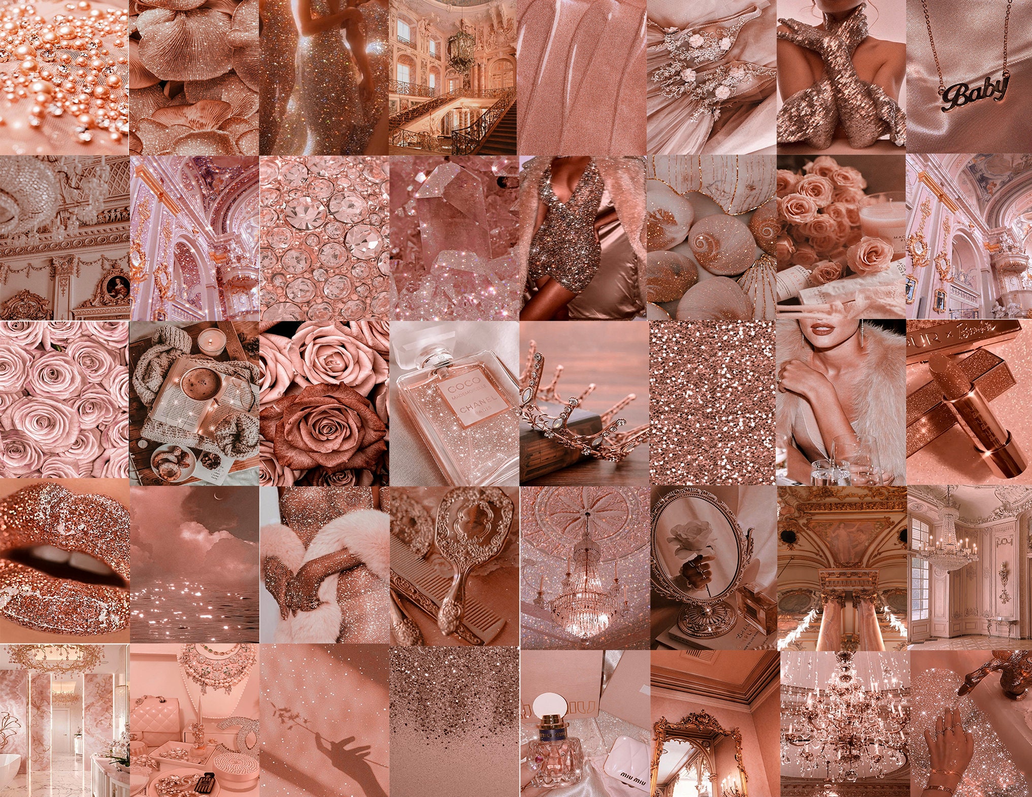 Rose Gold Wall Collage Kit DIGITAL DOWNLOAD 60 Images 4 X Etsy