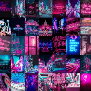 Neon Lights Euphoria Pink Wall Collage Kit digital Downloads, 40 Images ...