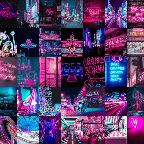 Neon Lights Euphoria Pink Wall Collage Kit digital - Etsy