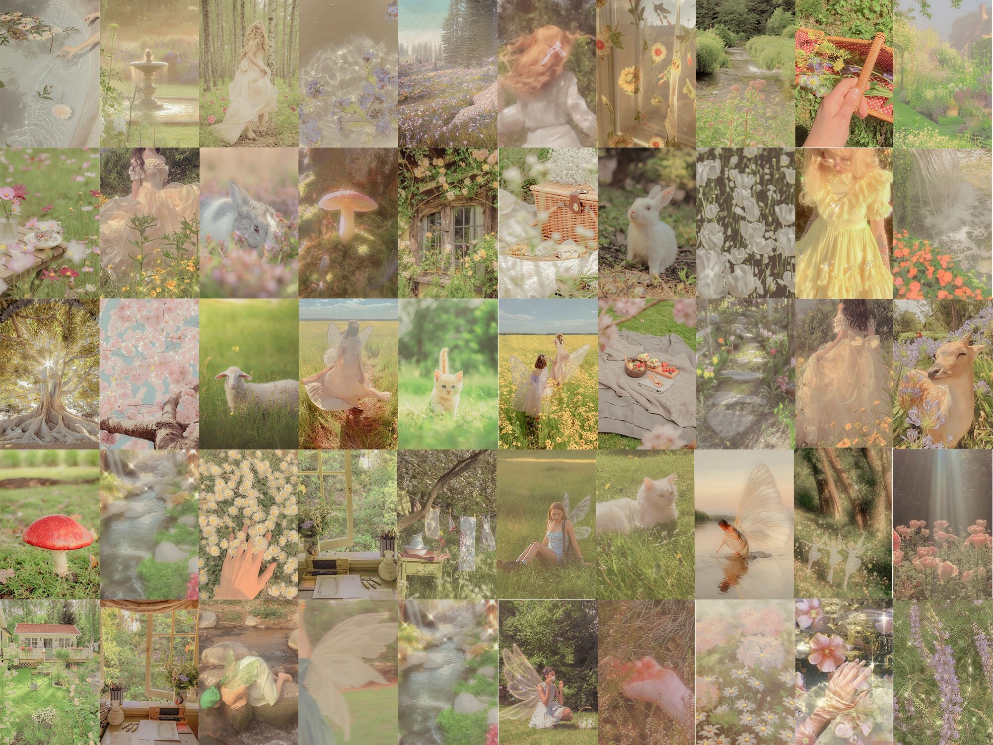 Fairycore Aesthetic Wall Collage Kit DIGITAL DOWNLOADS 55 Pcs, 4 X