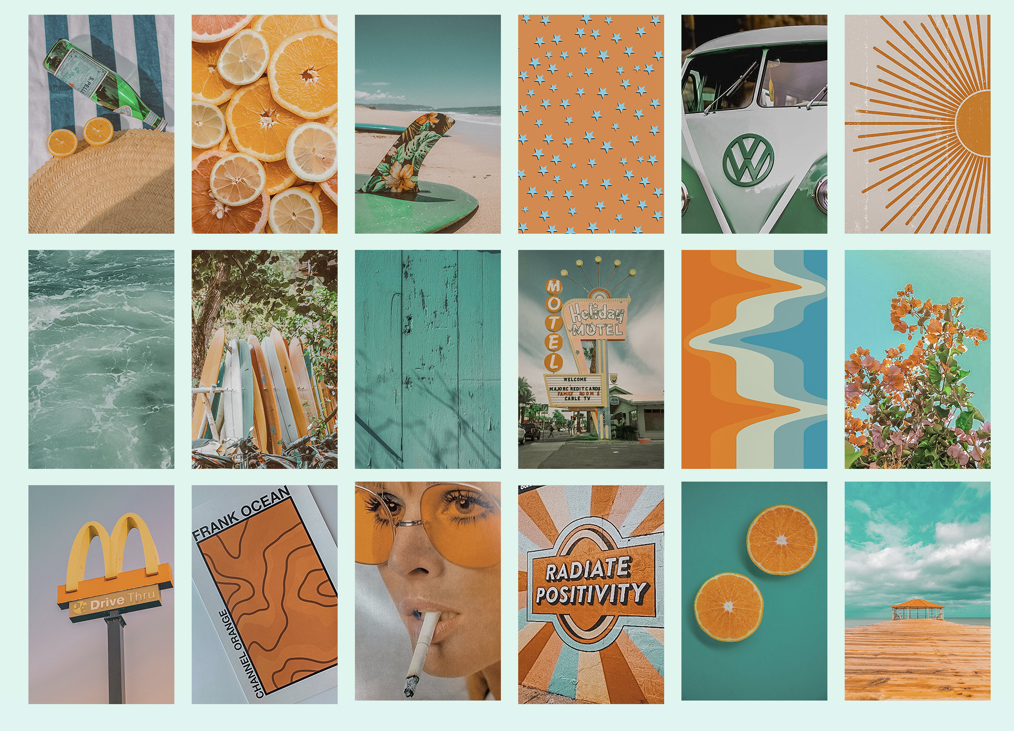 Boho Orange and Teal Wall Collage Kit DIGITAL DOWNLOAD 41 | Etsy