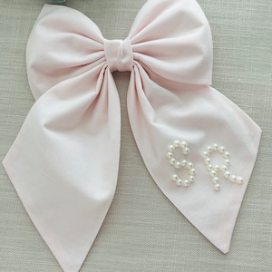 Personalized  hairbow, custom initial, oversized bow, handmade, pearls bow, back to school
