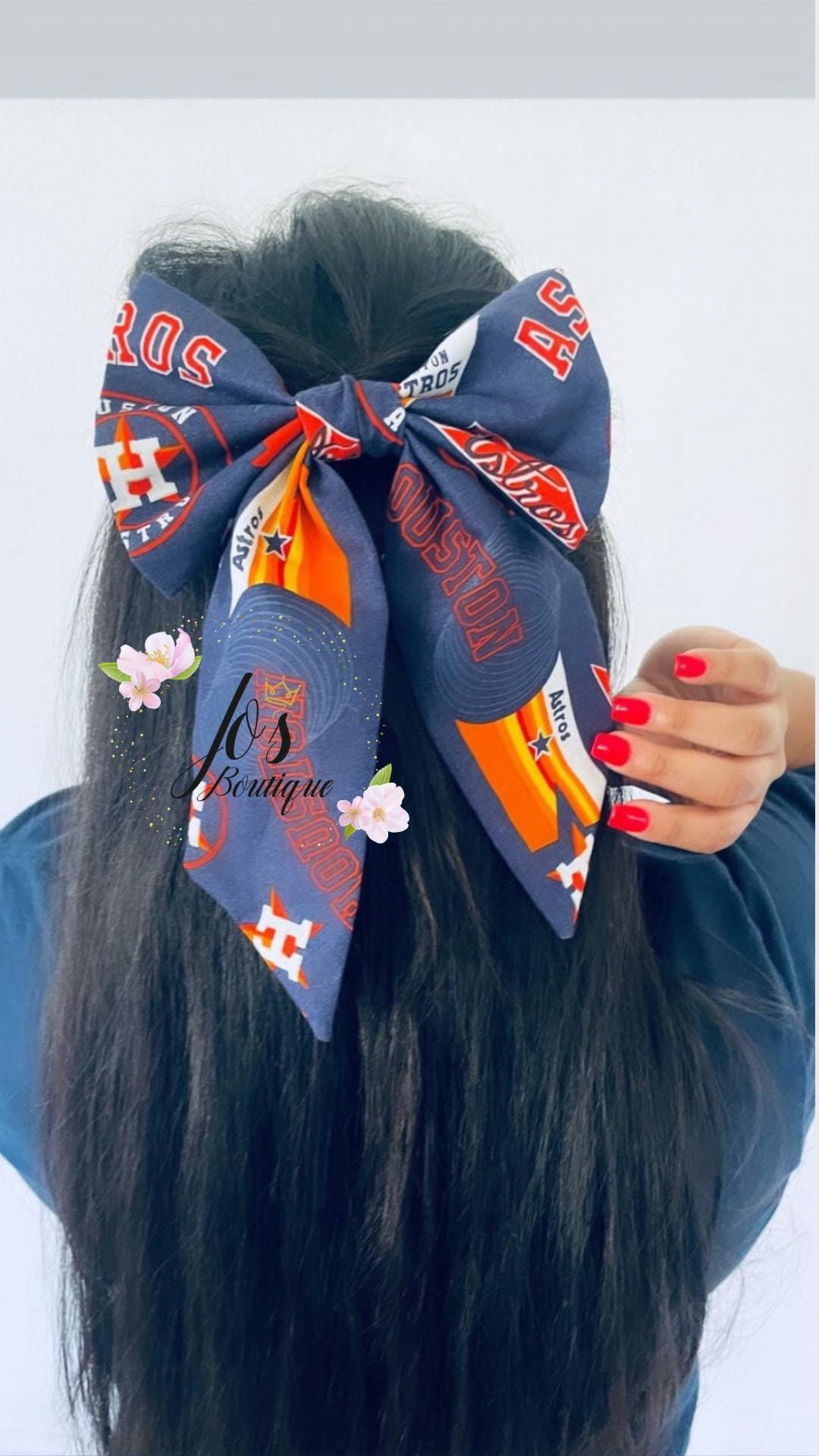 MLB Mets Hair Bow - Navy 100% Cotton Bijoux Sport by Luv Aj MLB Logo Velvet Hair Bow - New York  main image 3