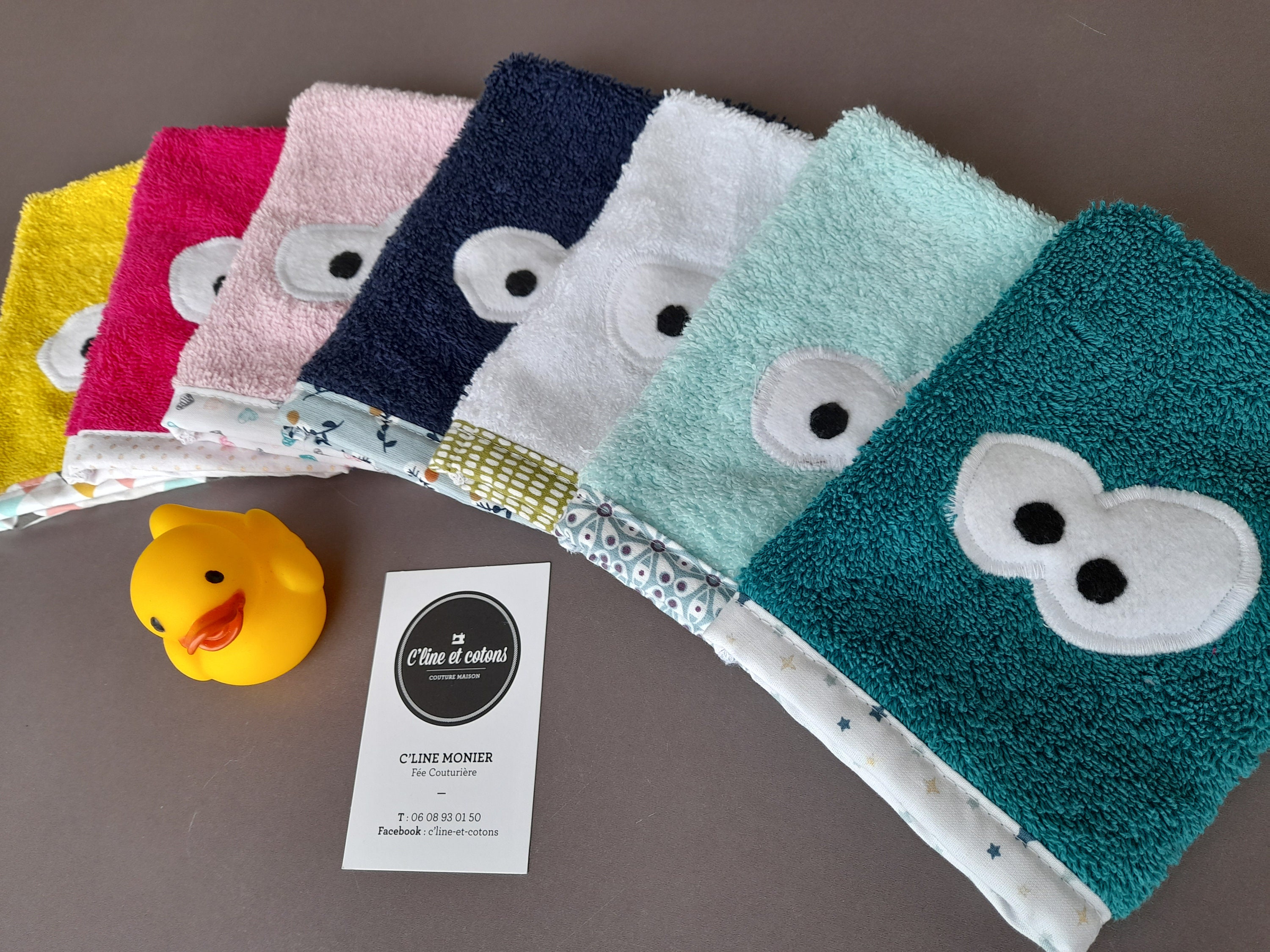 3 petits gants de toilette en coton bio pour enfants - Pitigaia