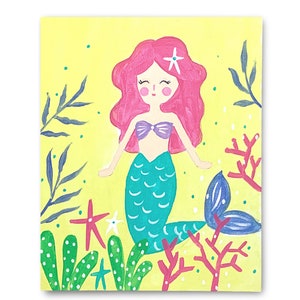 Easy Step by Step Mermaid Painting Lesson, Painting Tutorial Digital Download, Detailed Mermaid Painting Printable Instruction image 1