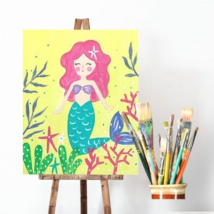 Easy Step by Step Mermaid Painting Lesson, Painting Tutorial Digital Download, Detailed Mermaid Painting Printable Instruction image 3
