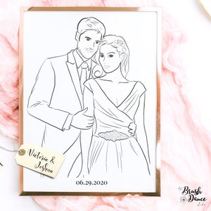 Custom Portrait of Couple, Custom Couple Illustration, Personalized Portrait. Anniversary Gift, Wedding Gift, Wedding Portrait
