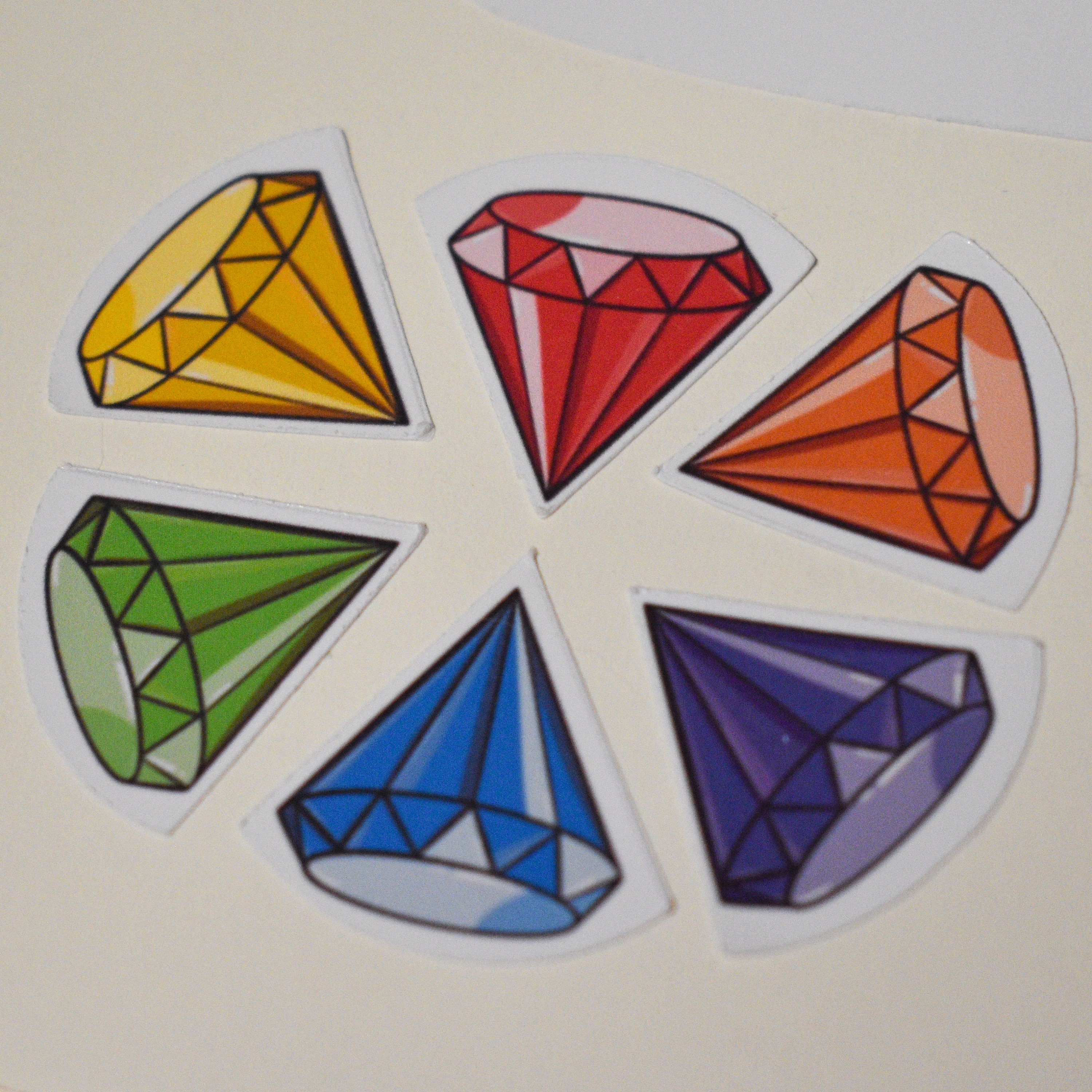 Gem Stickers 6 Pack Rainbow Collection Etsy