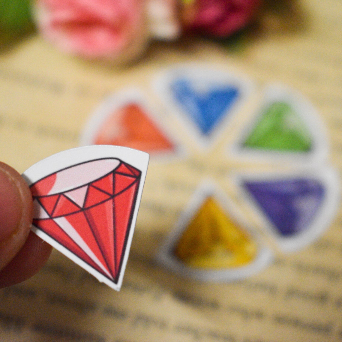 Gem Stickers 6 Pack Rainbow Collection Etsy