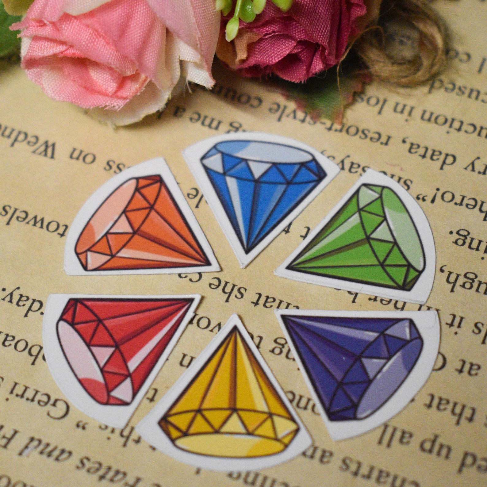 Gem Stickers 6 Pack Rainbow Collection Etsy