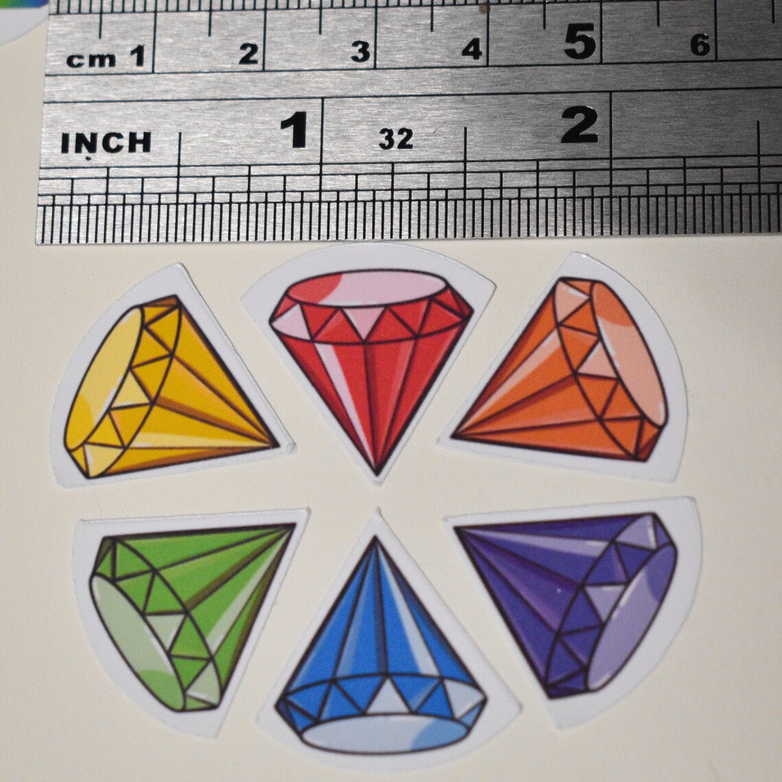 Gem Stickers 6 Pack Rainbow Collection Etsy