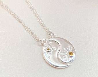 Carter | Bond Necklace with Yellow Sapphire | Yin & Yang in Sterling Silver | Genuine Gemstone | Gifts for her | Birthday | Anniversary