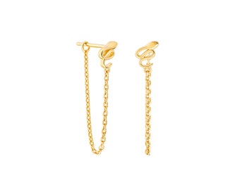 Ava | Snake Chain Stud Earrings in Gold Vermeil | Vintaged Inspired | Ear Stacking