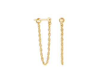 Gertrude | Rope Chain Stud Earrings in Gold Vermeil | Vintaged Inspired | Wedding Jewellery | Ear Stacking