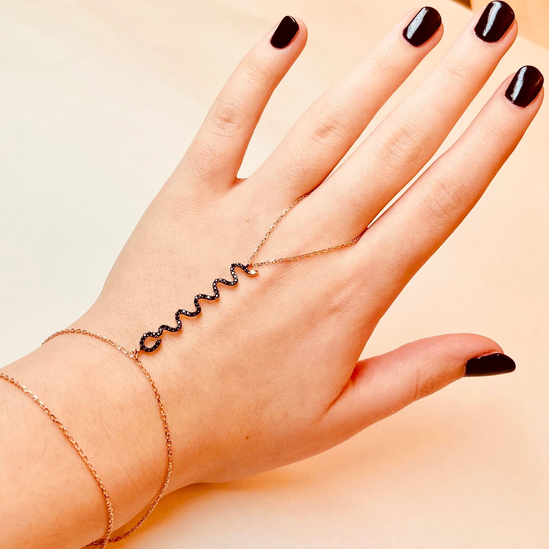 Dainty silver Hand Chain Delicate Finger Bracelet Everyday Etsy