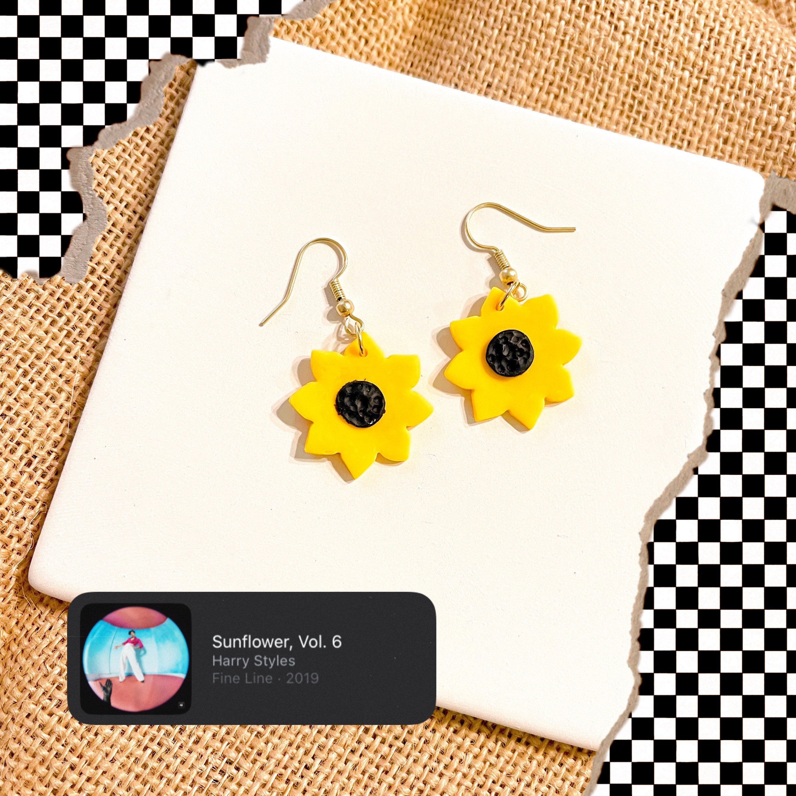 Sunflower Polymer Clay Earrings Etsy