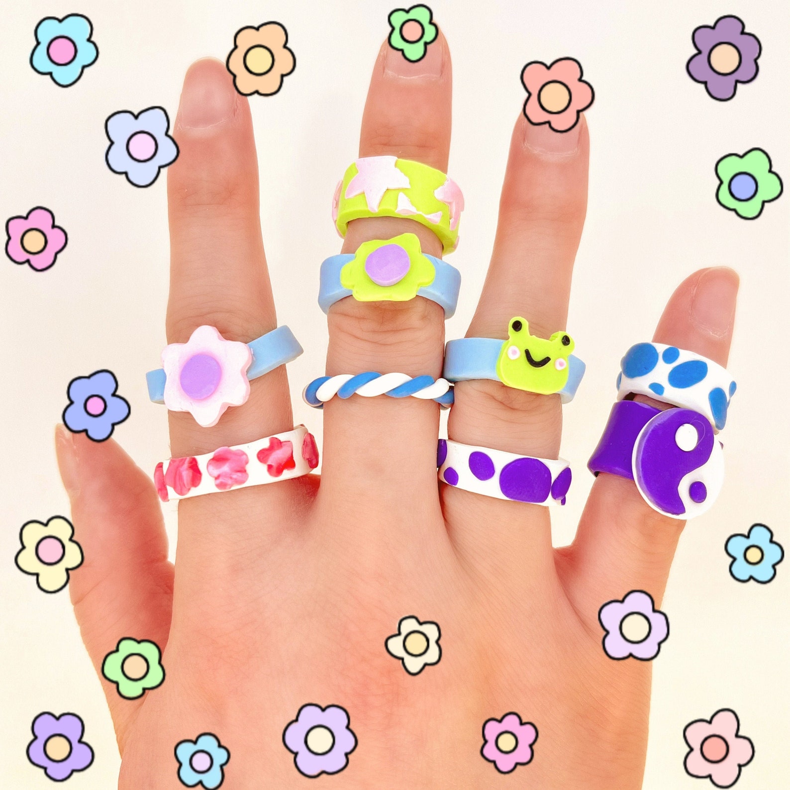 Funky Polymer Clay Rings TikTok rings funky rings polymer Etsy