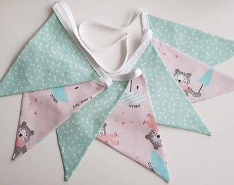 Bears fabric bunting. Baby room, nursery.  Children's room