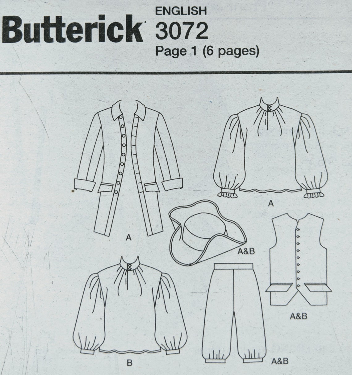 Butterick 3072 Men's American Colonial Era Coat Vest - Etsy