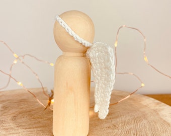 Angel peg doll large male, homemade, Christmas, Christmas decoration, Christmas gift, gift, Scandi Christmas, guardian angel